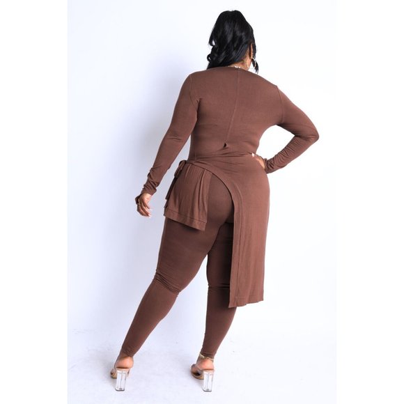 Women's Casual Unbalance Top And Matching Leggings Sets Plus Size Curvy 1X 2X 3X - Picture 10 of 14